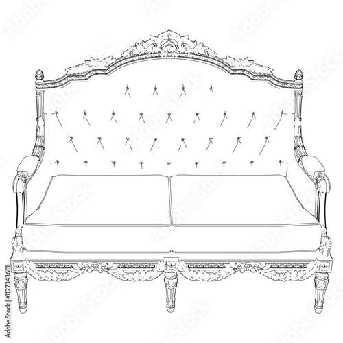 Continuous Line Art of Sofa – Classic Furniture and Interior Design Illustration