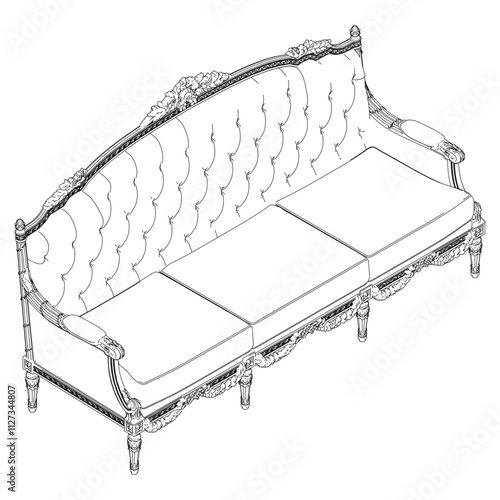 Continuous Line Art of Sofa – Classic Furniture and Interior Design Illustration