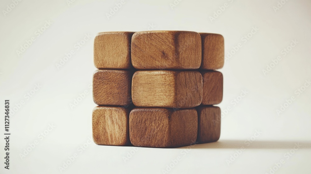 Corporate hierarchy concept represented by a wooden cube symbolizing teamwork leadership and structured organization in human resources management Corporate hierarchy concept represented by a wooden cube symbolizing teamwork leadership and structured organization in human resources management