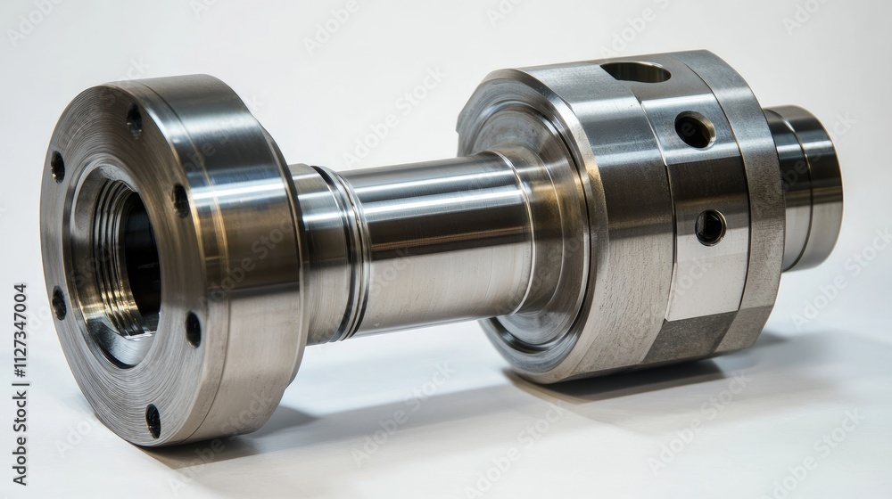 Precision machined metal component showcasing detailed lathe work and high-quality manufacturing techniques in industrial machining.