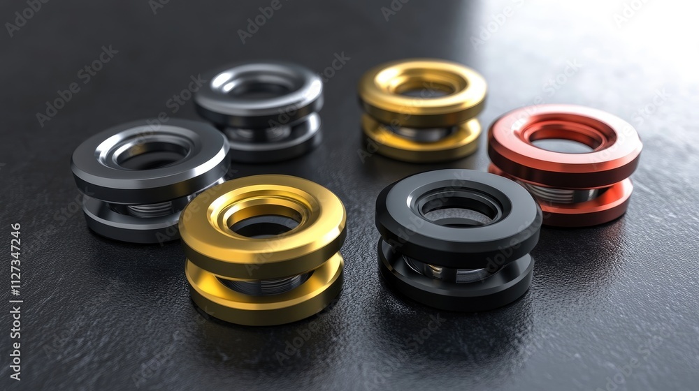 Colorful hand spinners arranged on a dark surface showcasing popular fidget toys designed for stress relief and sensory engagement Colorful hand spinners arranged on a dark surface showcasing popular fidget toys designed for stress relief and sensory engagement