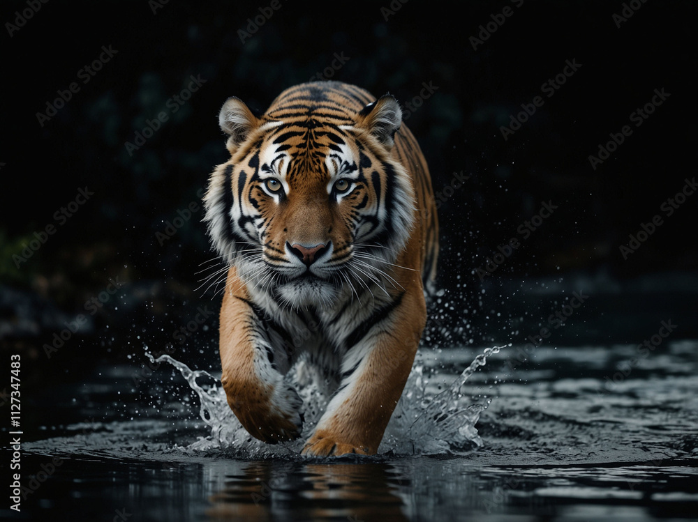 Portrait of a tiger on a black background. Portrait of a tiger on a black background.