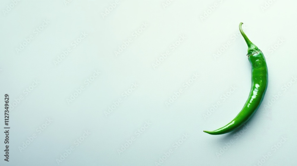 Green chili pepper isolated on a white background showcasing its vibrant color and smooth texture for culinary and food photography. Green chili pepper isolated on a white background showcasing its vibrant color and smooth texture for culinary and food photography.