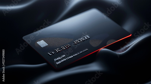 Product presentation of credit card, close up front side of card