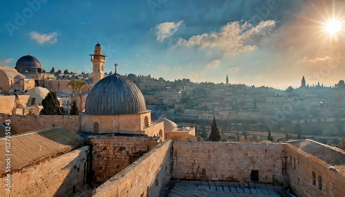 Stunning Panoramic View of Jerusalem, Israel A Captivating Blend of History, Culture, and Spirituality in the Heart of the Holy City photo