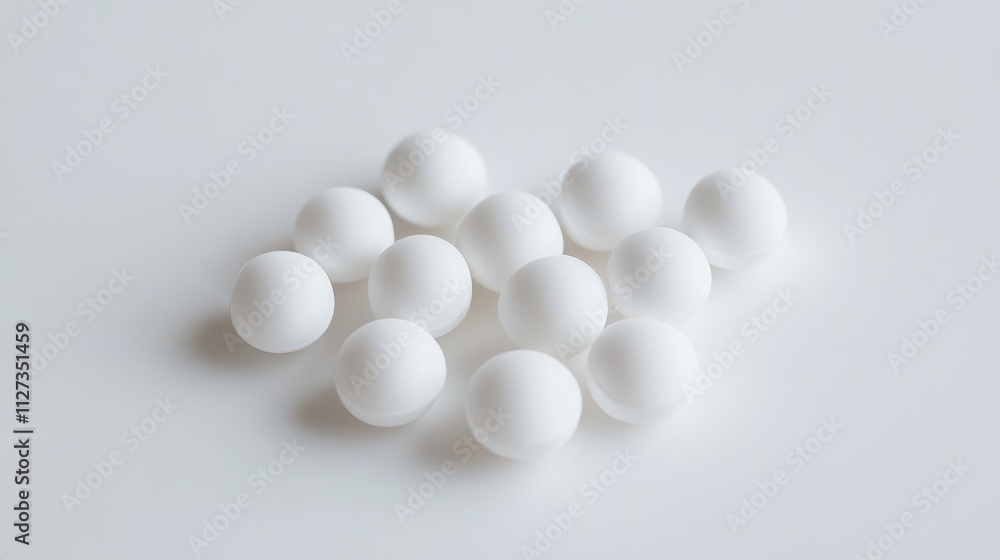 White round pills arranged on a clean white background for pharmaceutical and medical concepts in advertising and health promotions. White round pills arranged on a clean white background for pharmaceutical and medical concepts in advertising and health promotions.