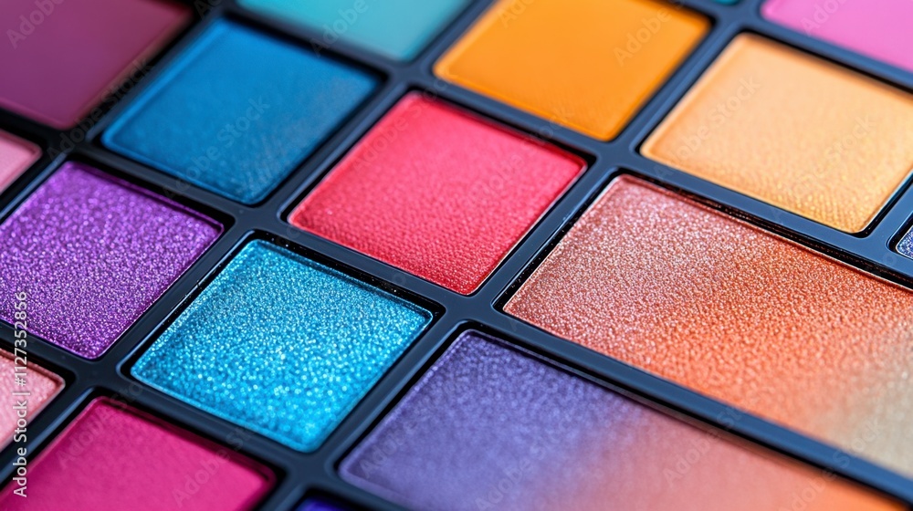 Vibrant and Colorful Array of Eyeshadow Palette Showcasing Artistic Design and Creativity Vibrant and Colorful Array of Eyeshadow Palette Showcasing Artistic Design and Creativity