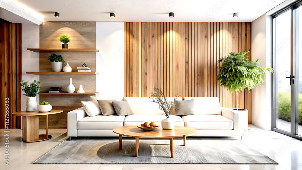 Minimalist interior design of modern living room with abstract art frame. Minimalist interior design of modern living room with abstract art frame.