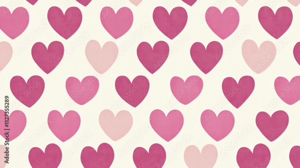 Seamless pattern of pink and magenta hearts creating a romantic, lovely, and tender design, ideal for valentine's day, wedding, or any love-themed project on an ivory background Seamless pattern of pink and magenta hearts creating a romantic, lovely, and tender design, ideal for valentine's day, wedding, or any love-themed project on an ivory background