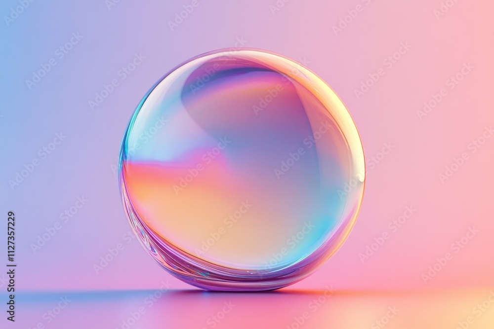 Vibrant Bubble Floating on Soft Gradient Background Vibrant Bubble Floating on Soft Gradient Background