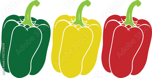 Bell pepper vegetable abstract colorful silhouette on white background vector illustration.