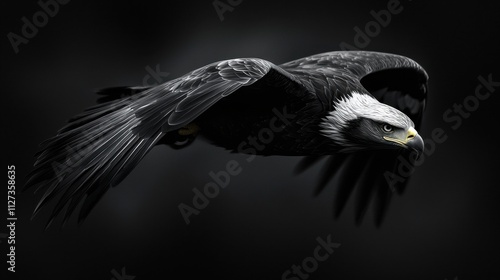 A black eagle is flying in the sky
