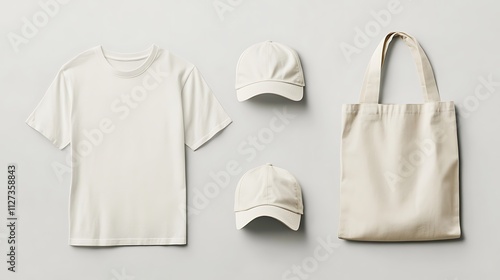 Blank Apparel Mockup Featuring Tshirt Caps And Tote Bag