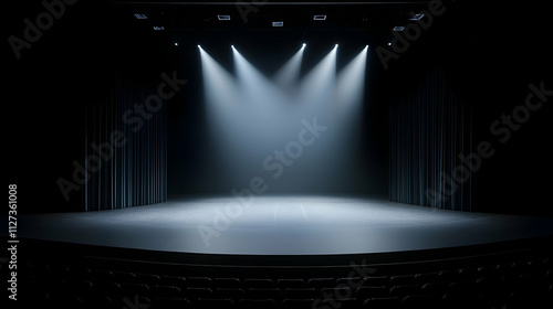 theater scene, with a bright spotlight shining on the stage as the main focus, photo