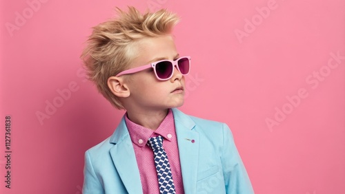Stylish Boy in Pastel Suit ...