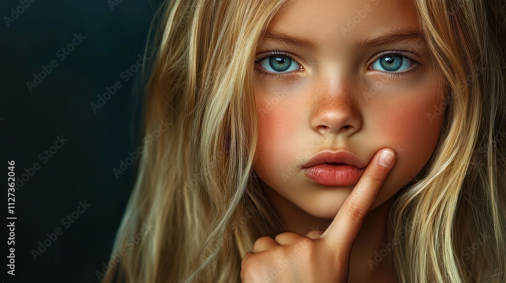 Portrait of a pretty young blonde girl showing silence gesture Portrait of a pretty young blonde girl showing silence gesture