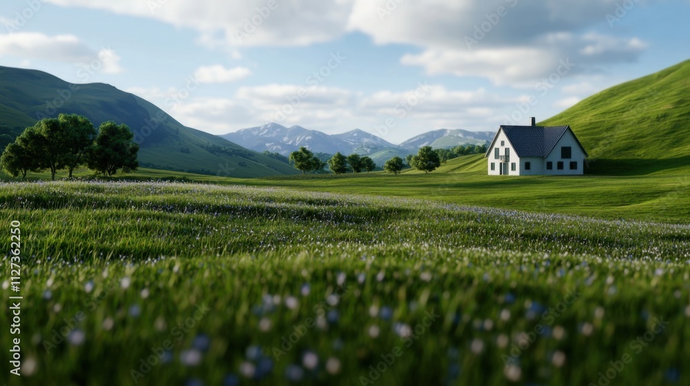 The scene is peaceful and serene The scene is peaceful and serene