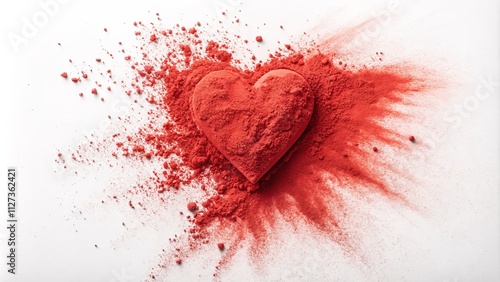 Red Heart in Powder Burst A...