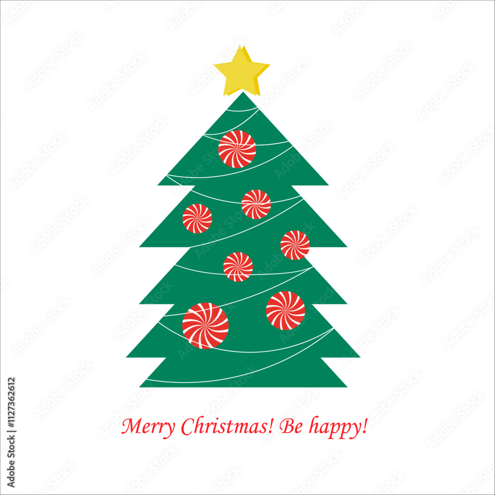 Web A decorated christmas tree with candy on white background Web A decorated christmas tree with candy on white background