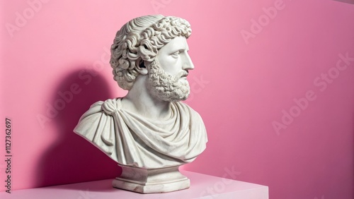 Pink Background Roman Bust ...