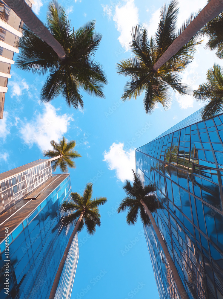 Fototapeta premium Palme in città moderna