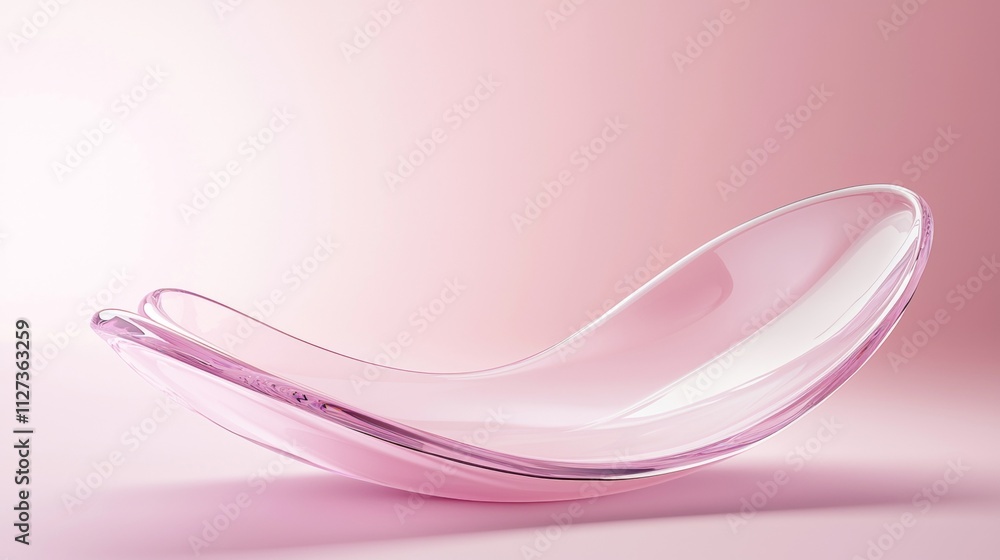 Featuring a smooth, curved pink glass shape against a gradient background, creating an elegant and abstract composition that embodies modern aesthetics and minimalism Featuring a smooth, curved pink glass shape against a gradient background, creating an elegant and abstract composition that embodies modern aesthetics and minimalism