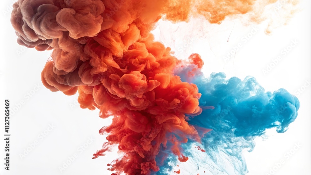 Abstract Orange and Blue Ink Swirl Fluid Composition, Color Splash, Dye Art, Ink Cloud Ink Photography, Color Mixing Abstract Orange and Blue Ink Swirl Fluid Composition, Color Splash, Dye Art, Ink Cloud Ink Photography, Color Mixing