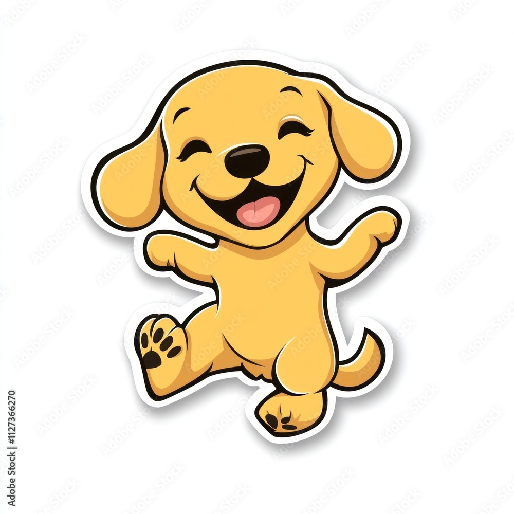 A cheerful cartoon puppy with a happy expression and playful pose. A cheerful cartoon puppy with a happy expression and playful pose.