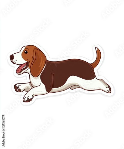 A playful beagle dog illustration, depicted in a lively running pose. photo