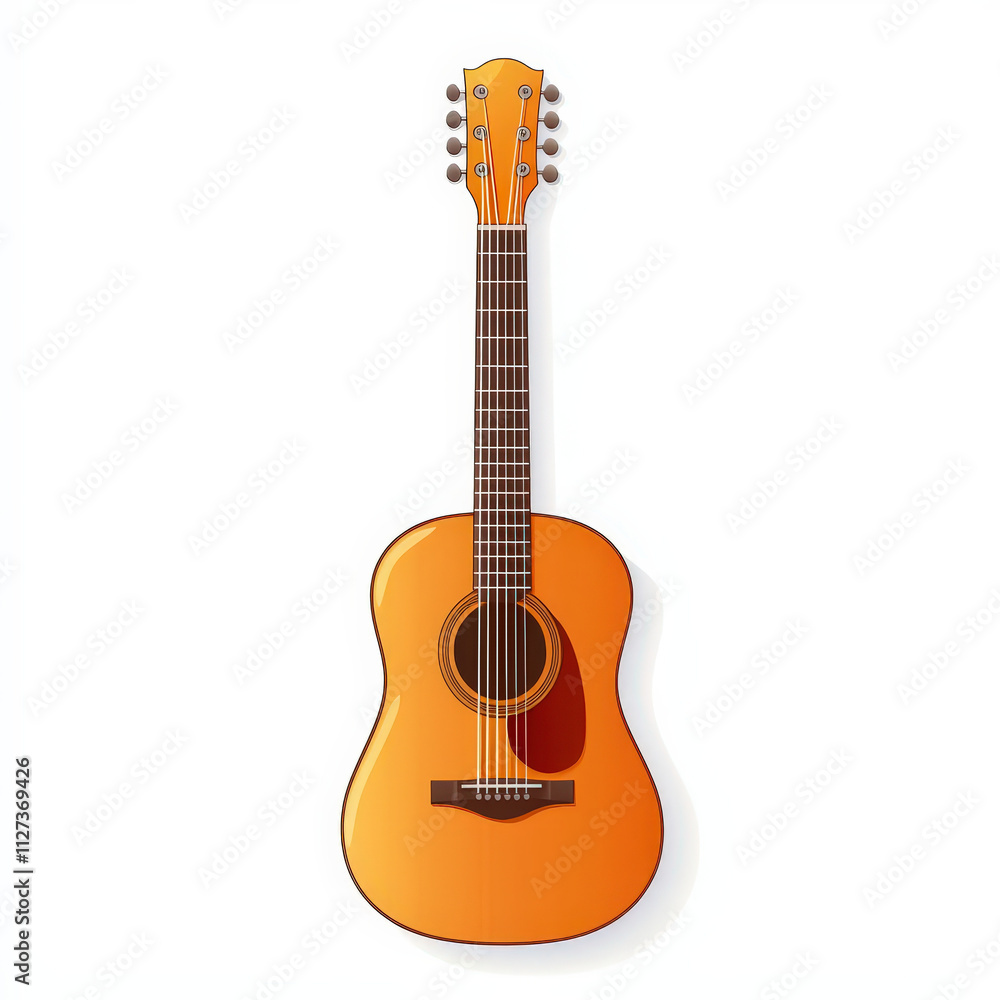 Obraz premium vibrant acoustic guitar with glossy finish, showcasing its beautiful wood grain and classic design. Perfect for music lovers and aspiring musicians
