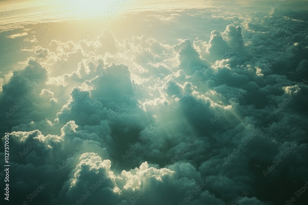 Fototapeta premium Serene Clouds With Bright Sunlight Streaming Through