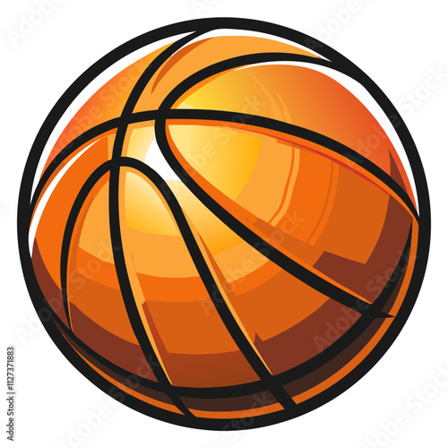 Bright orange basketball with black lines showcasing its design against a black and white background during a street play