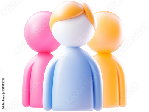 Group of people or users standing - 3d rendered png on isolated transparent background