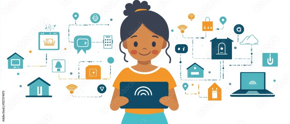 A Child from Generation Alpha Engaging with Technology through a Tablet in a Modern Home Digital Learning and Connectivity