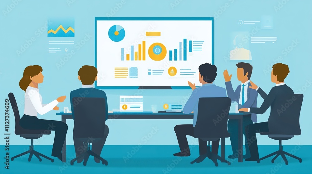 A successful business presentation led by a team in a conference room. A successful business presentation led by a team in a conference room.