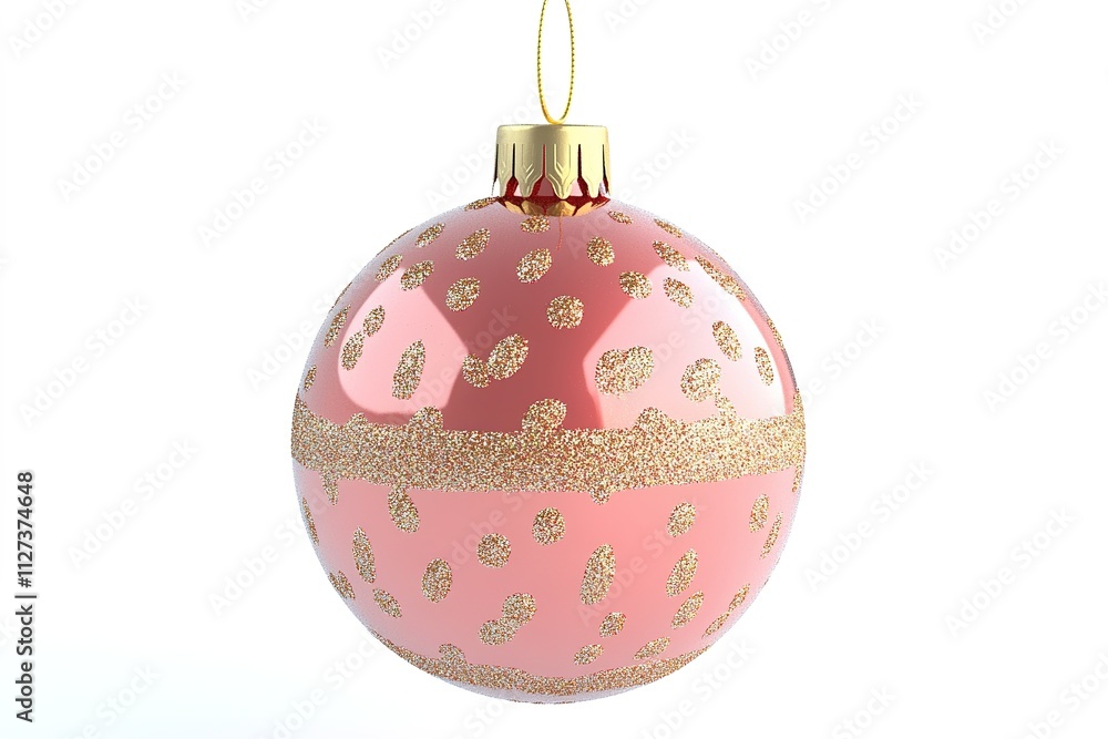 high realistic photo of sparkling red christmas bauble with gold glitter patterns and golden hanging loop high realistic photo of sparkling red christmas bauble with gold glitter patterns and golden hanging loop