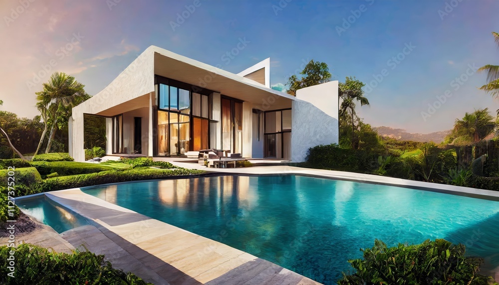 Luxury Pool Villa A Spectacular Contemporary Design in D Illustration Exquisite Digital Art Showcasing Real Estate Elegance and Modern Living Spaces for Discerning Buyers Luxury Pool Villa A Spectacular Contemporary Design in D Illustration Exquisite Digital Art Showcasing Real Estate Elegance and Modern Living Spaces for Discerning Buyers