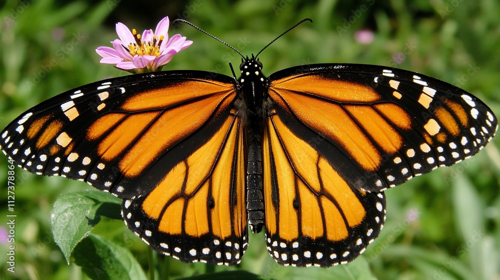 Naklejka premium Monarch butterfly on flower.
