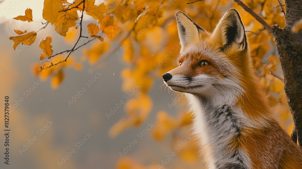 Obraz premium Red fox in autumnal forest.