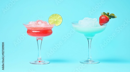 Refreshing Summer Cocktails with Lime and Strawberry Garnishes photo