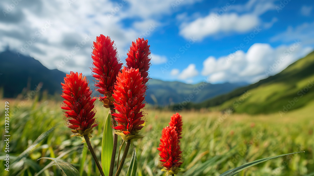 A Vibrant Red Flower in Full Bloom Beautifully Set Against a Soft Green Background A Vibrant Red Flower in Full Bloom Beautifully Set Against a Soft Green Background