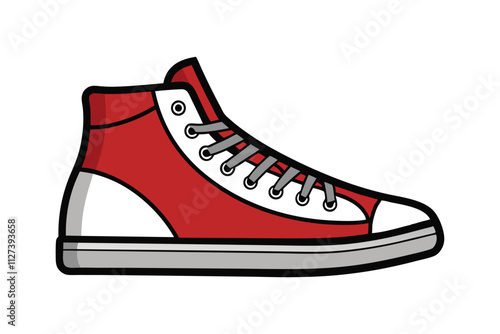 Continuous Single-Line High-Top Sneaker Vector Illustration for Minimalist and Modern Footwear Design photo