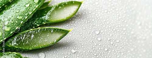 Wallpaper Mural wide background banner with aloe vera and in a side and blank copy space for texts  Torontodigital.ca