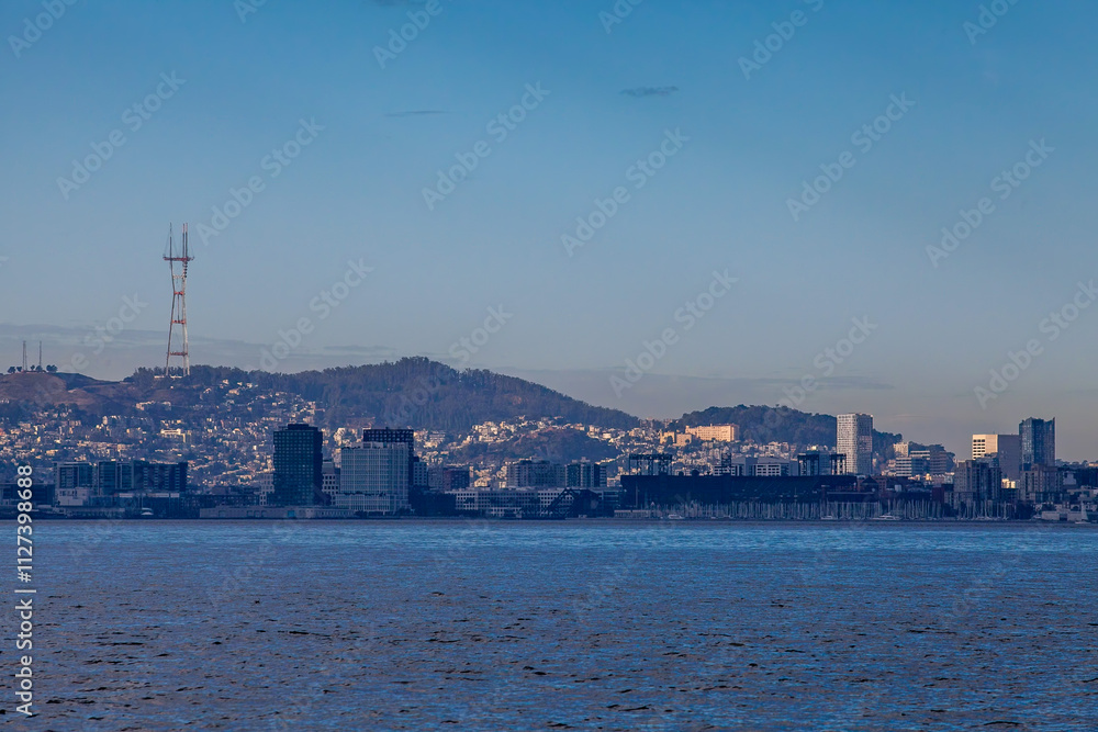 A panoramic view of the South San Francisco skyline, featuring prominent landmarks such as Oracle Park on the right and Sutro Tower in the background. A panoramic view of the South San Francisco skyline, featuring prominent landmarks such as Oracle Park on the right and Sutro Tower in the background.