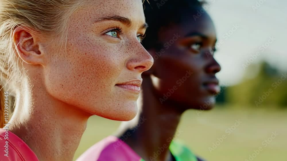 Determined athletes prepare confidently for competitive sports event Determined athletes prepare confidently for competitive sports event
