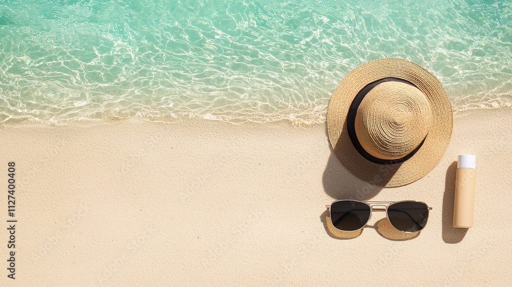 Tranquil Beach Scene with Soft Golden Sand, Beach product background concept. Tranquil Beach Scene with Soft Golden Sand, Beach product background concept.