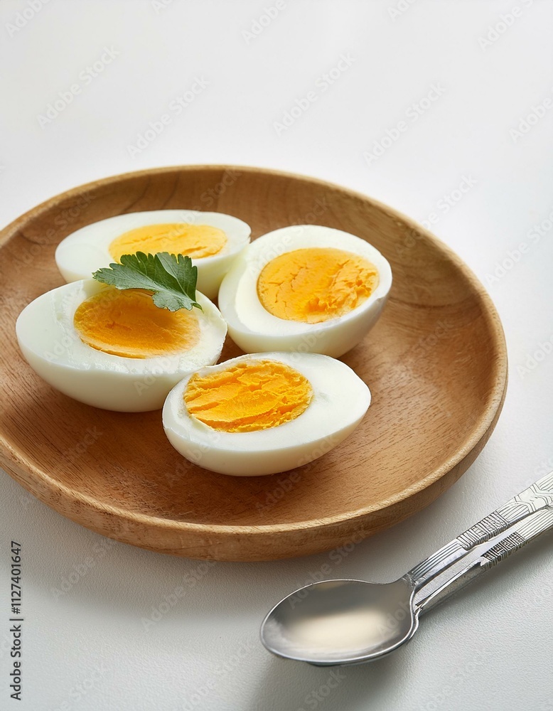 Boiled egg sliced on a white background Boiled egg sliced on a white background