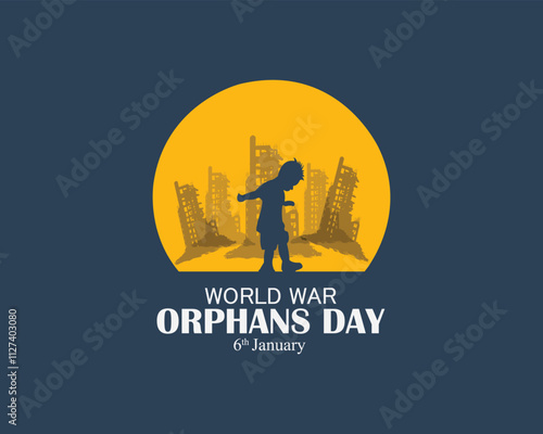 world war orphans day. 6 January. world day of war orphans holiday concept and banner, poster, card. background. vector illustration.