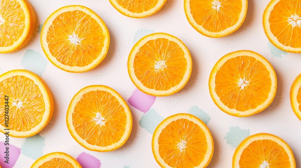 Juicy Slices of Orange in Macro Arrangement, Sliced juicy oranges textured concept. Juicy Slices of Orange in Macro Arrangement, Sliced juicy oranges textured concept.