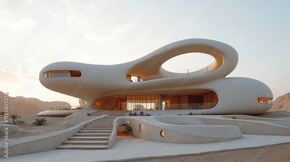 the house of the future is made of white plastic and has a glass door that opens to the outside. the house of the future is made of white plastic and has a glass door that opens to the outside.